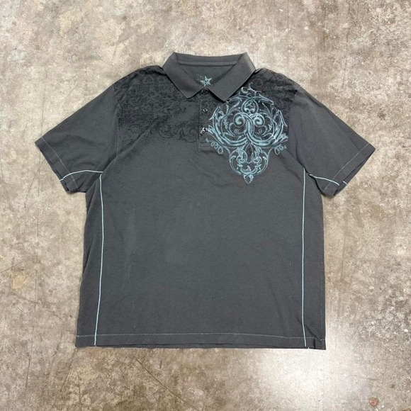 Jeffrey Campbell Other - J. Campbell Gray & Blue Y2K Grunge Polo Size XL